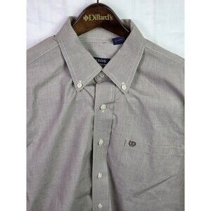 IZOD Men's Large Grey Button Up Long Sleeve Shirt